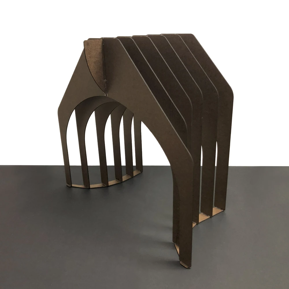 Assembly constructed from several pieces cut from MDF sheet stock