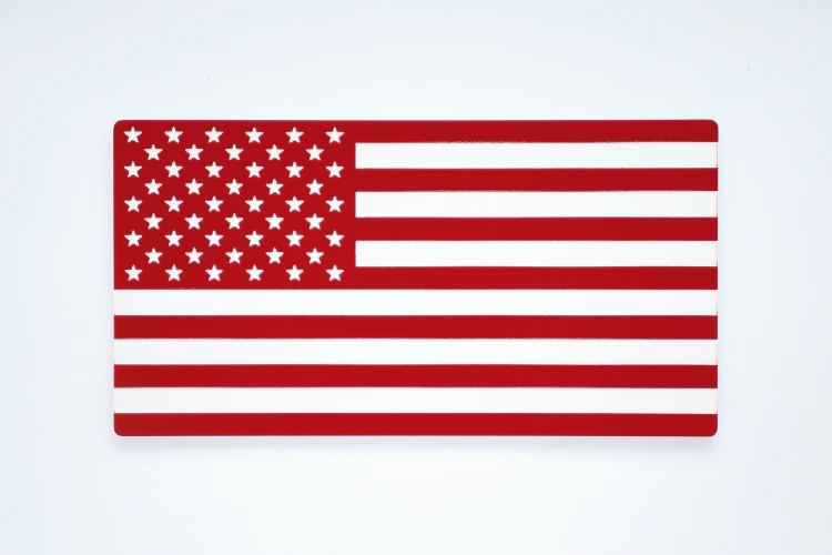Laser-engraved red and white US flag