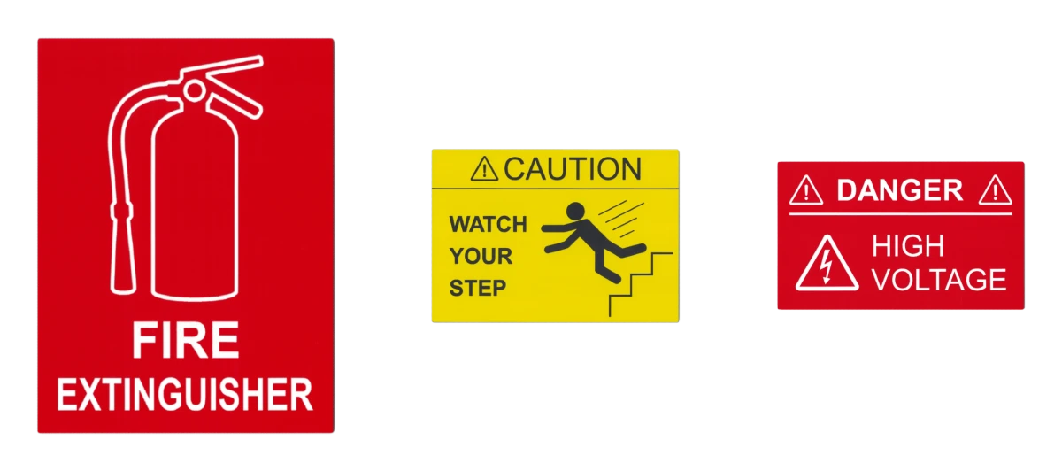 Collage of safety placards